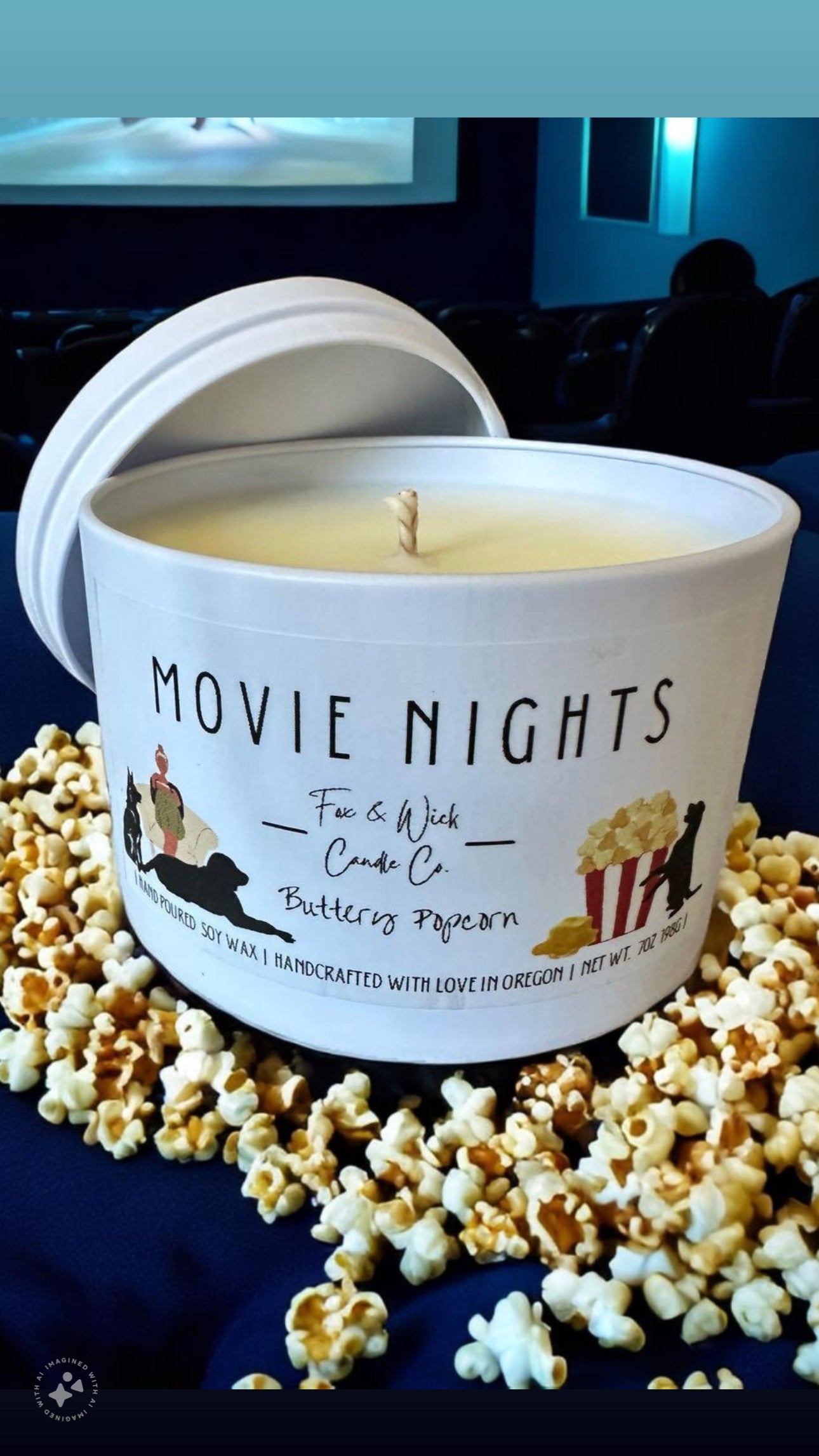 Movie Nights Buttery Popcorn  Candle